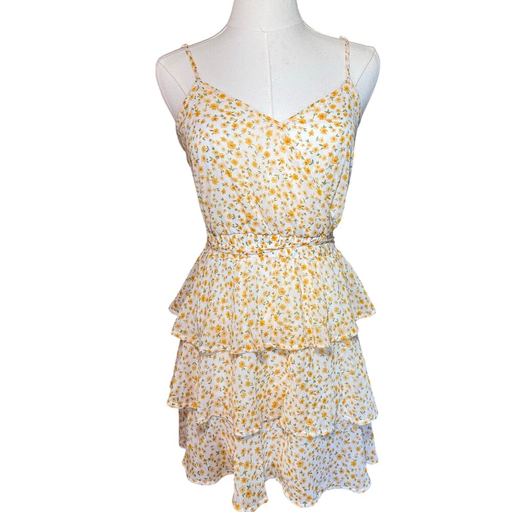 Mi Ami XXS Wrap Mini Dress Ruffled Daisy Boho Sundress
